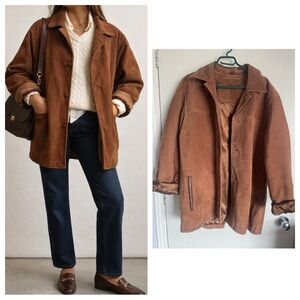 Brown Suede Leather Jacket L Vintage Heritage Equestrian Quiet Luxury Coat